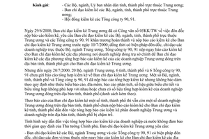 Công văn 06-KK/TW đôn đốc nộp báo cáo kiểm kê tài sản và xác định lại giá trị tài sản của doanh nghiệp