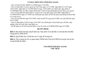 Quyết định 121/2000/QĐ-UB ưu đãi đầu tư trên địa bàn tỉnh Bắc Giang