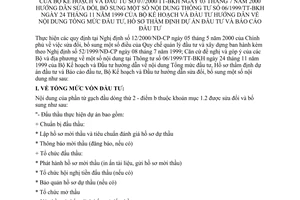Thông tư 07/2000/TT-BKH nội dung Tổng mức đầu tư, Hồ sơ thẩm định dự án đầu tư và báo cáo đầu tư bổ sung Thông tư 06/1999/TT-BKH
