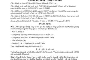 Quyết định 38/2000/QĐ-UB giá lắp đặt công tơ trọn gói Quảng Nam