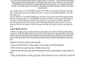 Thông tư 06/2000/TT-BXD quy chế ghi nhãn hàng hoá lưu thông trong nước và hàng hoá xuất khẩu, nhập khẩu mặt hàng vật liệu xây dựng