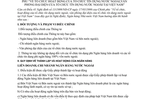Thông tư 08/2000/TT-NHNN5 tổ chức hoạt động của tổ chức tín dụng nước ngoài,văn phòng đại diện của tổ chức tín dụng