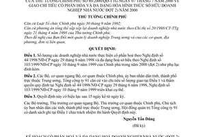 Quyết định 80/2000/QĐ-TTg  giao dịch cổ phần hoá, đa dạng hoá hình thức sở hữu doanh nghiệp Nhà nước (đợt 2) năm 2000