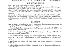 Quyết định 710/QĐ-TTg Dự án đầu tư xây dựng kinh doanh hạ tầng kỹ thuật giai đoạn II,III Khu công nghiệp Phú Tài, tỉnh Bình Định