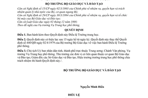 Quyết định 23/2000/QĐ-BGDĐT Điều lệ Trường trung học