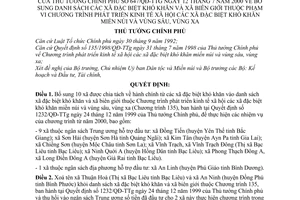 Quyết định 647/QĐ-TTg danh sách xã đặc biệt khó khăn xã biên giới thuộc chương trình phát triển KTXH, xã đặc biệt khó khăn miền núi,vùng sâu vùng xa