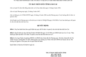 Quyết định số 203/2000/QĐ-UB quy chế tổ chức và quản lý chợ Lào Cai