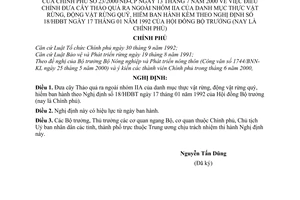 Nghị định 23/2000/NĐ-CP điều chỉnh đưa cây Thảo quả ra ngoài nhóm IIA của danh mục thực vật rừng, động vật rừng quý, hiếm ban hành kèm theo NĐ 18/HĐBT