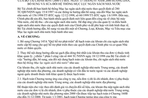 Thông tư 67/2000/TT-BTC hướng dẫn, bổ sung và sửa đổi, hệ thống mục lục ngân sách Nhà nước