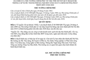 Quyết định 84/2000/QĐ-TTg Quy hoạch hệ thống cấp nước thành phố Hà Nội đến 2010, Định hướng phát triển đến 2020