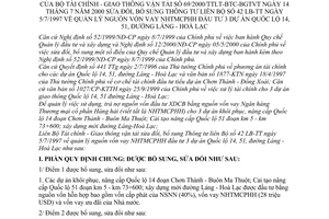 Thông tư liên tịch 69/2000/TTLT-BTC-BGTVT quản lý nguồn vốn vay NHTMCPHH đầu tư 3 dự án quốc lộ 14 51 đường Láng Hoà Lạc hướng dẫn TTLT 42 LB-TT