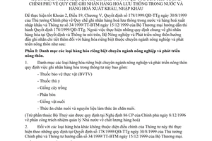 Thông tư 75/2000/TT-BNN-KHCN Quy chế ghi nhãn hàng hoá lưu thông trong nước và hàng hoá xuất khẩu, nhập khẩu
