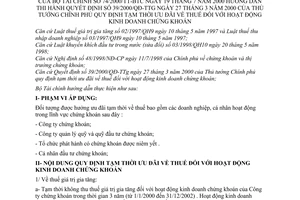 Thông tư 74/2000/TT-BTC thuế hoạt động kinh doanh chứng khoán do Bộ Tài chính ban hành, để hướng dẫn thi hành Quyết định 39/2000/QĐ-TTg