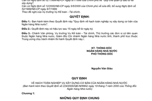 Quyết định 224/2000/QĐ-NHNN2 Quy định hạch toán nghiệp vụ xây dựng cơ bản Ngân hàng Nhà nước