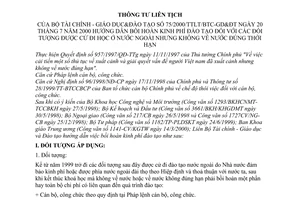 Thông tư liên tịch 75/2000/TTLT-BTC-BGDĐT hướng dẫn bồi hoàn kinh phí đào tạo đối tượng được cử đi học nước ngoài nhưng không về nước đúng thời hạn