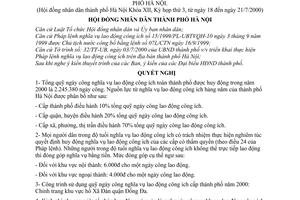 Nghị quyết 06/2000/NQ-HĐ thực hiện pháp lệnh nghĩa vụ lao động công ích trên địa bàn thành phố hà nội