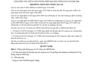 Nghị quyết 06/2000/NQ-HĐND phụ cấp công an xã nguồn dự phòng chi chữa cháy rừng Lào Cai