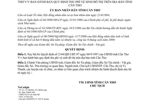 Quyết định 49/2000/QĐ-UB bãi bỏ 2144/QĐ.UBT.97 thu phí vệ sinh đô thị Cần Thơ