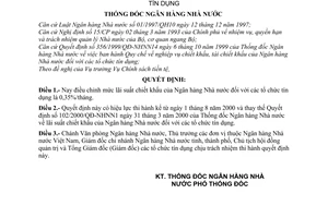 Quyết định 239/2000/QĐ-NHNN1 lãi suất chiết khấu Ngân hàng Nhà nước với tổ chức tín dụng