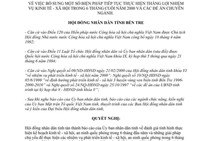 Nghị quyết 13/2000/NQ-HĐND nhiệm vụ kinh tế xã hội 6 tháng cuối 2000 đề án chuyên ngành Bến Tre