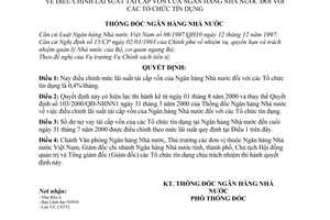 Quyết định 238/2000/QĐ-NHNN1 điều chỉnh mức lãi suất tái cấp vốn Ngân hàng Nhà nước với các Tổ chức tín dụng