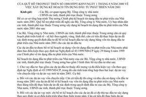 Công văn 1008/HTPT-KHNV xây dựng kế hoạch tín dụng đầu tư phát triển năm 2001