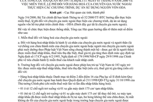 Công văn 3597/TCHQ-KTTT miễn thuế, lệ phí hàng hoá của chuyên gia nước ngoài thực hiện các chương trình, dự án sử dụng nguồn vốn ODA
