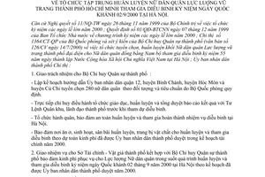 Chỉ thị 19/2000/CT-UB-NC tổ chức tập trung huấn luyện Nữ dân quân lực luợng vũ trang thành phố Hồ Chí Minh tham gia diễu binh kỷ niệm ngày Quốc khánh