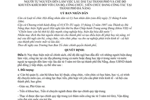 Quyết định 86/2000/QĐ-UB chính sách,chế độ đãi ngộ người tự nguyện làm việc lâu dài, chế độ khuyến khích CBCNVC đang công tác tại Đà Nẵng