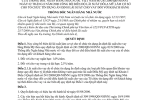 Quyết định 243/2000/QĐ-NHNN1 biên độ lãi suất Đôla Mỹ làm cơ sở cho tổ chức tín dụng ấn định lãi suất cho vay