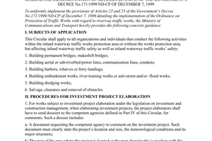 Circular No.299/2000/TT-BGTVT of August 04, 2000 guiding the implementation of articles 22 and 23 of The Government’s Decree No.171/1999/ND-CP of December 7, 1999
