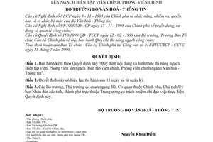 Quyết định 14/2000/QĐ-BVHTT thi nâng ngạch Biên tập viên, Phóng viên lên ngạch Biên tập viên chính, Phóng viên chính