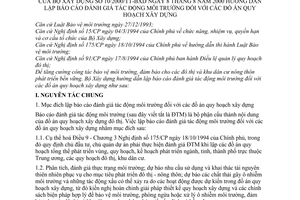 Thông tư 10/2000/TT-BXD hướng dẫn lập báo cáo đánh giá tác động môi trường đồ án quy hoạch xây dựng