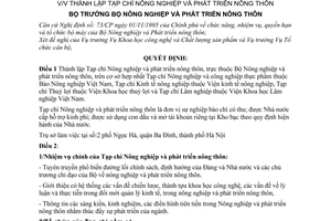 Quyết định 83/2000/QĐ-BNN-TCCB  thành lập Tạp chí Nông nghiệp và phát triển nông thôn