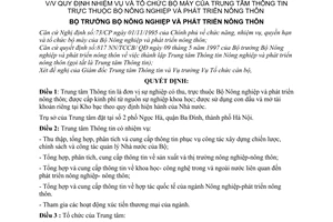 Quyết định 84/2000/QĐ-BNN-TCCB nhiệm vụ tổ chức bộ máy Trung tâm Thông tin thuộc Bộ Nông nghiệp và phát triển nông thôn