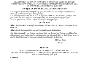 Quyết định 123/2000/QĐ-UBATGTQG  Quy chế hoạt động Uỷ ban An toàn giao thông Quốc gia
