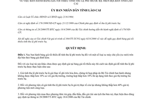 Quyết định 239/2000/QĐ.UB bảng giá tối thiểu tính thu lệ phí trước bạ Lào Cai