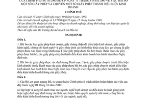 Nghị định 30/2000/NĐ-CP bãi bỏ giấy phép và chuyển giấy phép thành điều kiện kinh doanh