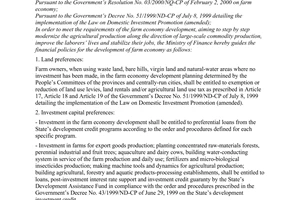 Circular No.82/2000/TT-BTC of August 14, 2000 guiding financial policies for The Development of Farm Economy