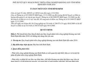 Quyết định 2668/QĐ-UB phê duyệt Quy hoạch phát triển công nghiệp khoáng sản