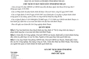 Quyết định 37/2000/QĐ/CT-UBBT Xử lý công trình vi phạm hành lang an toàn lưới điện Bình Thuận
