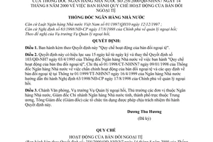 Quyết định 258/2000/QĐ-NHNN7  Quy chế hoạt động bàn đổi ngoại tệ