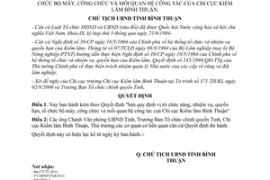 Quyết định 39/2000/QĐ/CTUBBT chức năng nhiệm vụ quyền hạn tổ chức Chi cục Kiểm lâm Bình Thuận