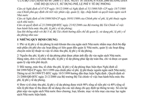 Thông tư 84/2000/TT-BTC hướng dẫn chế độ quản lý, sử dụng phí, lệ phí y tế dự phòng