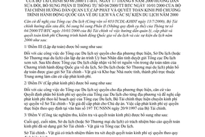 Thông tư 88/2000/TT-BTC du lịch và các sự kiện du lịch năm 2000 để hướng dẫn bổ sung phần II Thông tư 04/2000/TT-BTC