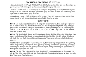 Công văn 1907/2000/QĐ-ĐBVN Tuyến đường quốc lộ bắt đội mũ bảo hiểm