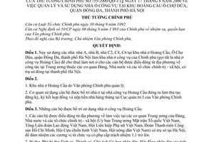 Quyết định 755/2000/QĐ-TTg  quản lý sử dụng nhà ở công vụ tại khu Hoàng Cầu, Ô Chợ Dừa, Quận Đống Đa, thành phố Hà Nội