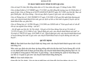 Quyết định 923/QĐ-UB năm 2000 giá cước vận chuyển hành khách ngoại tỉnh nội tỉnh bằng ô tô Tuyên Quang