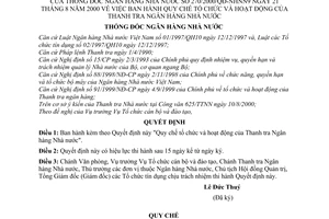 Quyết định 270/2000/QĐ-NHNN9  Quy chế tổ chức hoạt động Thanh tra Ngân hàng Nhà nước