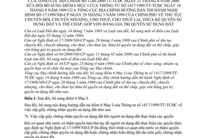 Thông tư 1248/2000/TT-TCĐC thủ tục chuyển đổi, chuyển nhượng, cho thuê, cho thuê lại, thừa kế quyền sử dụng đất và thế chấp, góp